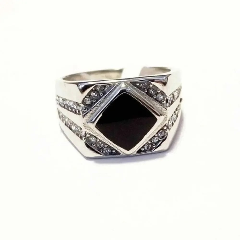 New 316L stainless steel ring‎ tarnish resistant hypoallergenic with CZs size 13